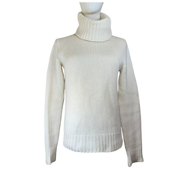 Ralph Lauren Purple Label 100% Cashmere Chunky Turtleneck Sweater Ivory M - Picture 2 of 9
